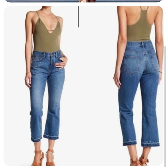 FREE PEOPLE Chelsea Fray Hem Crop Kick Jean Size 25 - Picture 2 of 7